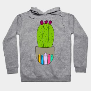 Cute Cactus Design #183: Big Cactus With Flowers In Cute Pot Hoodie